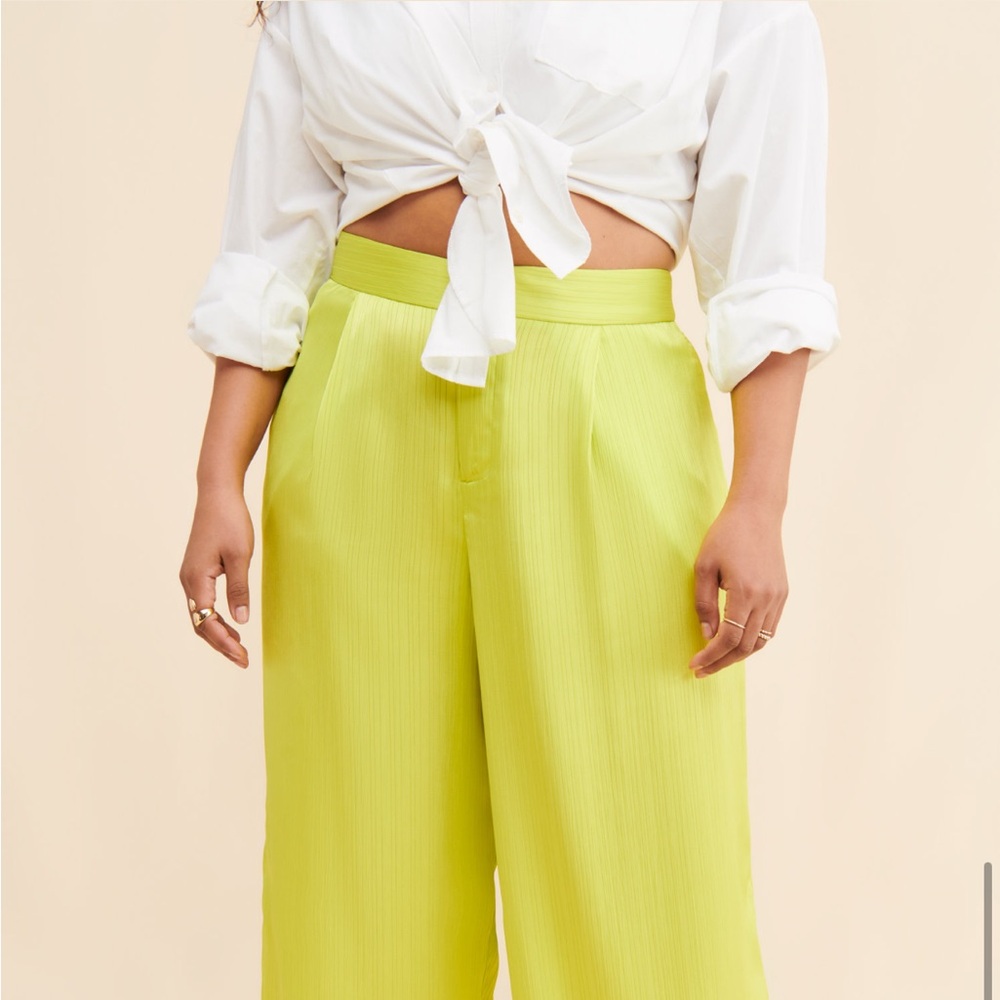 Eloquii Neon Yellow Wide Leg Pants